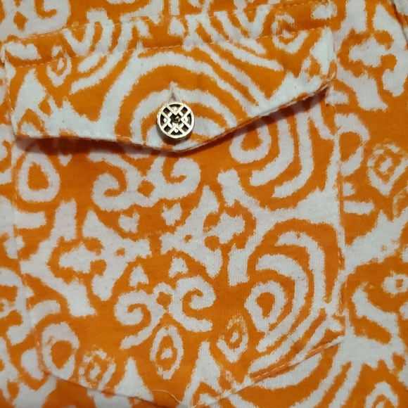Vibrant Orange Patterned Button Down Shirt - Picture 6 of 6